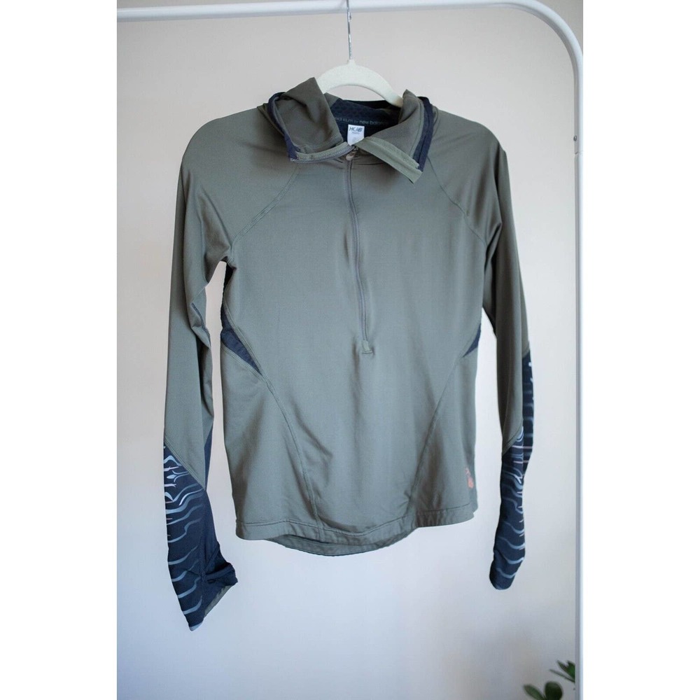 HEIDI KLUM NEW BALANCE HKNB Green/Black Womens Hooded 1/2 Zip Hooded Top SZ S